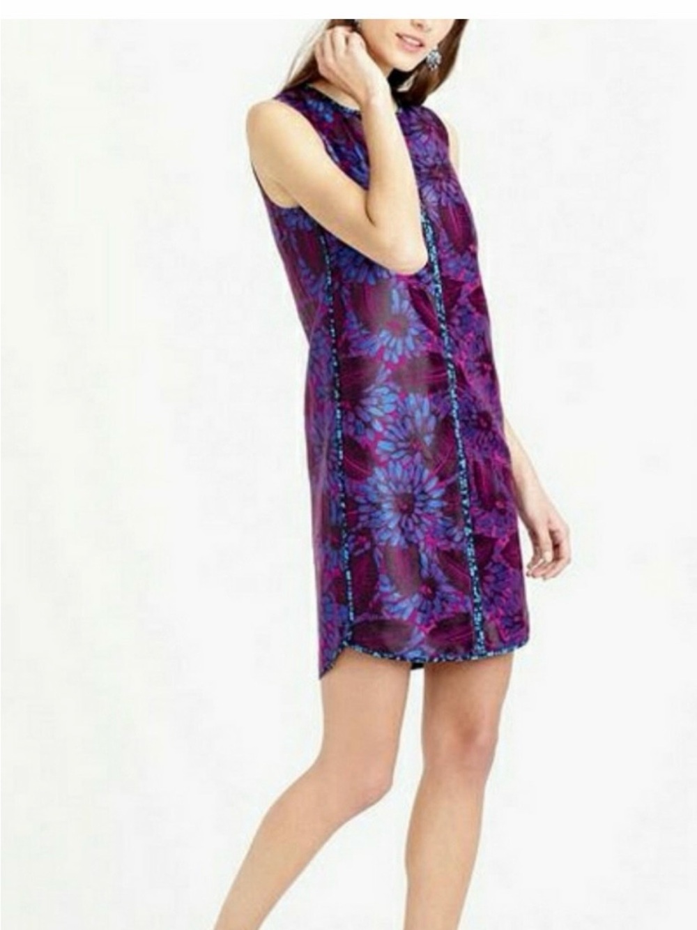 J. Crew Midnight Floral Jacquard Shift Dress Size 00